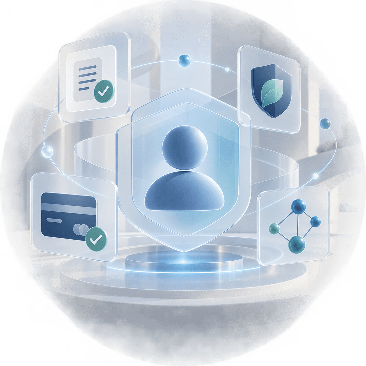 Abstract shield and lock composition in Uniffy blue